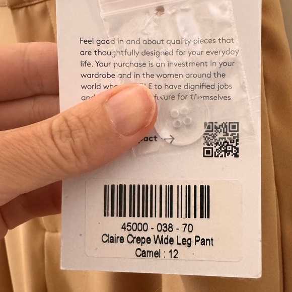 NWT ABLE Claire Crepe Wide Leg Pant in "Camel" Tan Size 12 - Picture 15 of 15